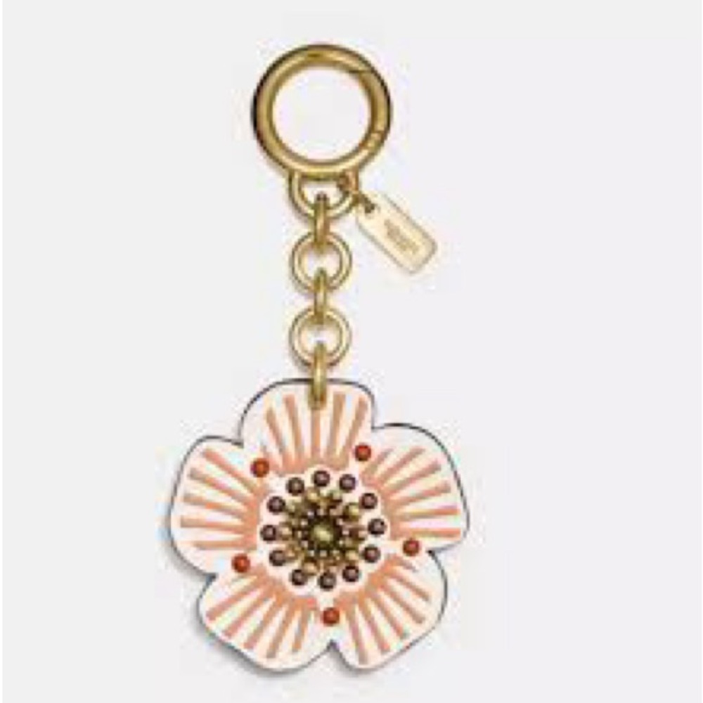 Coach Gold and White Tea Rose Charm